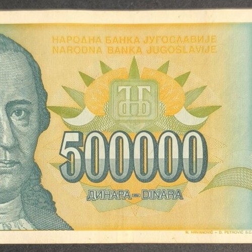 Yugoslavia 500,000 Dinara 1993 banknote used
