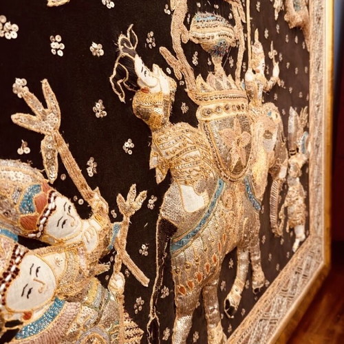 Handmade embroidered Mburma painting