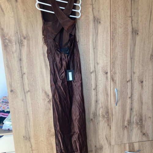 Satin dress new, brown, size XS