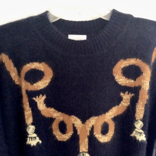 Mondì Wool & Angora Knit Sweater with Tassel Print, Size S/M
