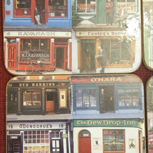 Coasters with Irish Pubs Theme used, set of 4