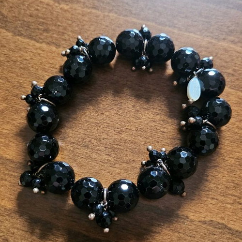Gregio 925 Silver Bracelet with Black Stones and Bronze Details Like New