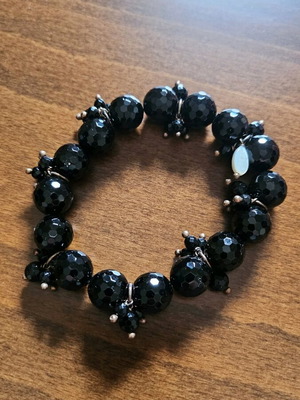 Gregio 925 Silver Bracelet with Black Stones and Bronze Details Like New