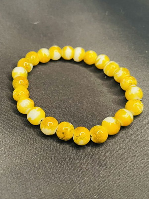Boho handmade bracelet with yellow crackle beads