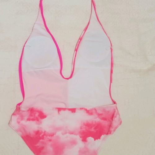 One-piece swimsuit new, size M, white and pink
