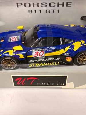 UT Porsche 911 GT1 #30 G-Force Strandell blue flame livery 1997 FIA GT 1/18 scale model