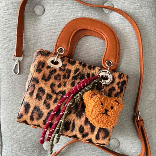 Leopard Print Handbag new with detachable strap and bear charm