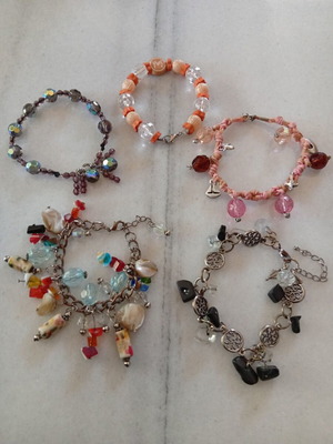 Bracelets used, colorful with cords and beads