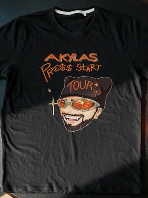 Akylas Press Start Tour 2026 μαύρο T-shirt καινούργιο, 100% cotton