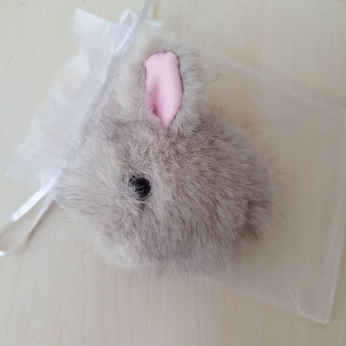 Bunny keychain new, gray synthetic fur