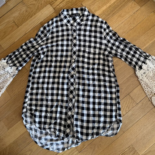 Shirts with lace sleeve new, size S, black and white