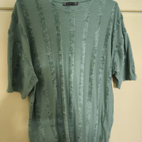 Pistiki summer blouse with velvet stripes like new, green, sizes L XL
