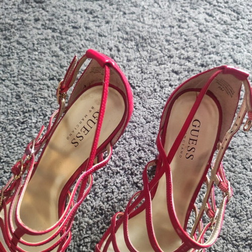 Guess red sandals used, size 38, heels