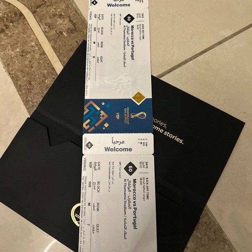 World Cup 2022 Qatar Morocco vs Portugal tickets new in collectible case