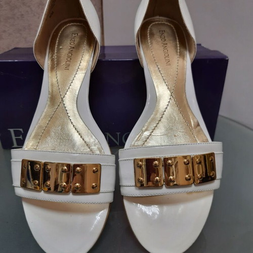 Enzo Angiolini summer shoes white and gold size 41 like new