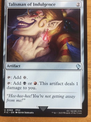 Talisman of Indulgence Magic the Gathering card new