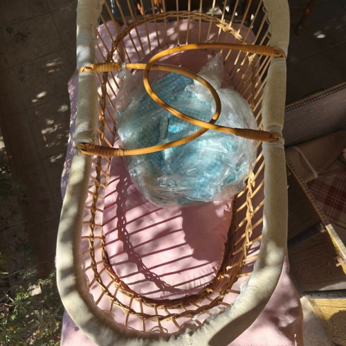 Vintage baby bassinet with mosquito net and covers