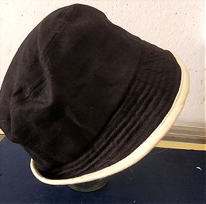 Μαύρο καπέλο γυναικείο-εφηβικό-παιδικό καπέλο   με διακοσμητικό ασπρο ρέλι- καινούργιο bucket hat