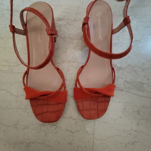 Orange platform sandals, size 38