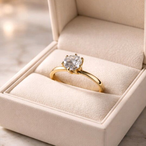 14K Gold Solitaire Ring Used