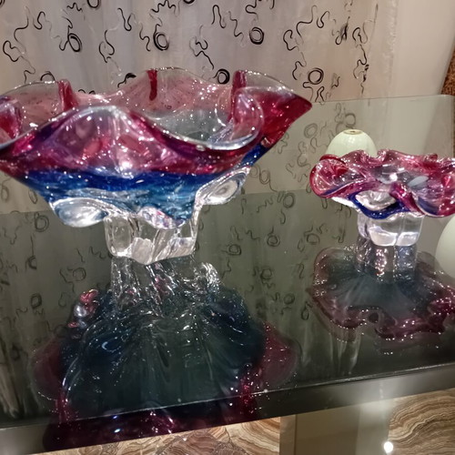 Chřibská Sklárna decorative bowls set, like new, 1960-1970
