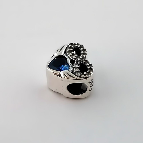 December Birthstone Heart Charm Silver with Blue Zircon new