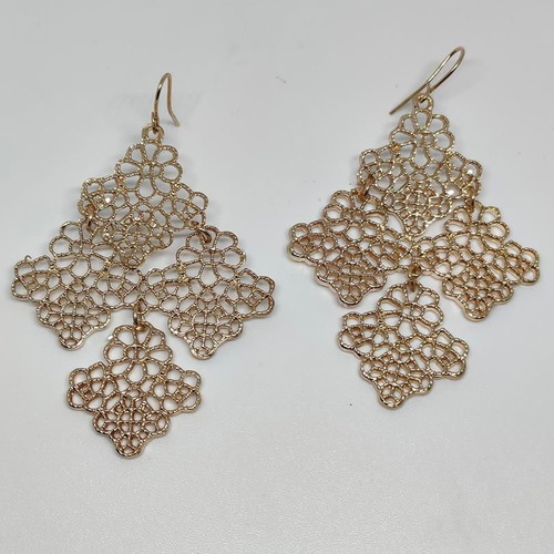 Gold Filigree Earrings like new, lightweight, hook clasp