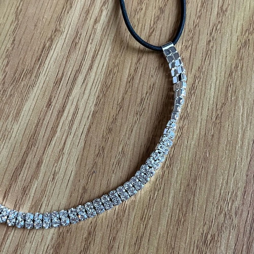 Elastic hairband with rhinestones like new, black and silver