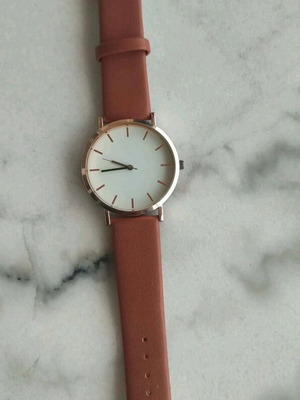 Women's watch new, cognac color with white dial and rose gold case