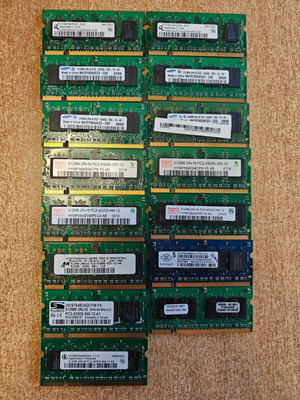 Πακέτο 15 μνήμες 512mb DDR2 Laptop PC2-4200s/5300s SO-DIMM