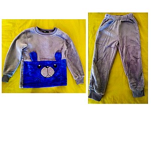 4 ετών παιδικές πιτζάμες Unisex Mr Jek γκρι μπλε σε σχέδιο αρκουδάκι