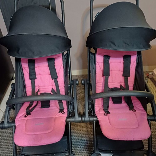 Bumprider Connect 2 Black - Pink Twin Stroller Set