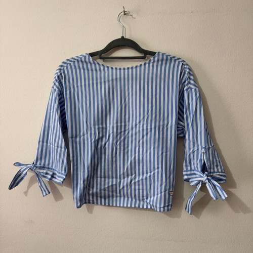 Lynne striped cropped blouse with back tie, like new, size 38