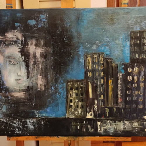 Apo Xenosi oil painting on canvas 100cm x 50cm new