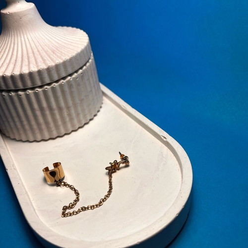 Snake earring with cuff for helix new, gold-colored