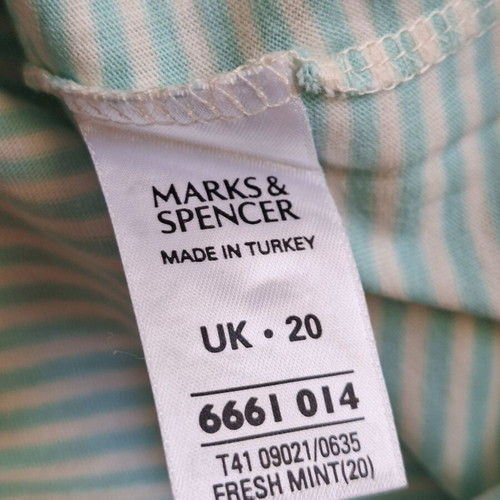 Marks & Spencer Large Summer Striped Pistachio Cami Top Lace Cotton