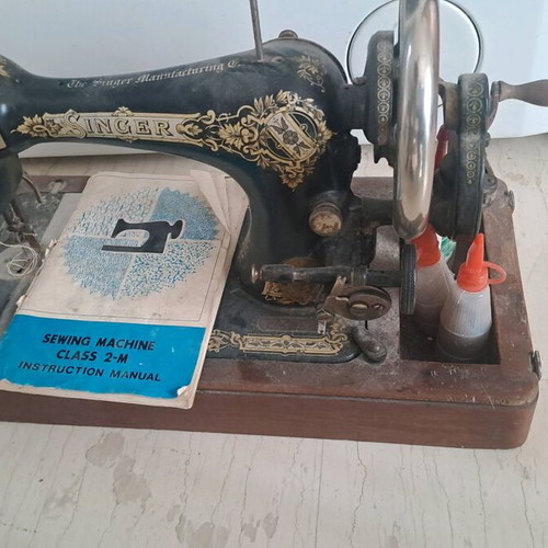 Pavlin and Singer Hand Sewing Machine used with cabinet