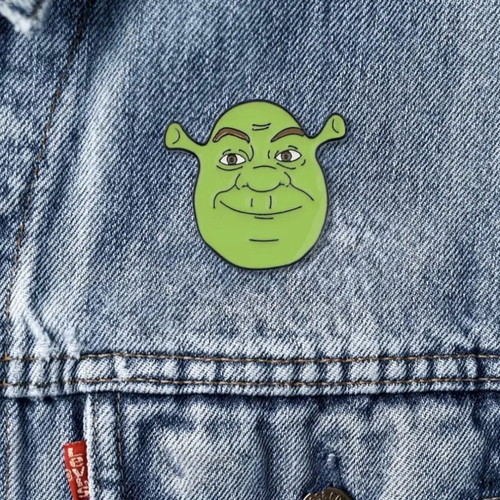 Shrek pin new, green, 3.5 cm