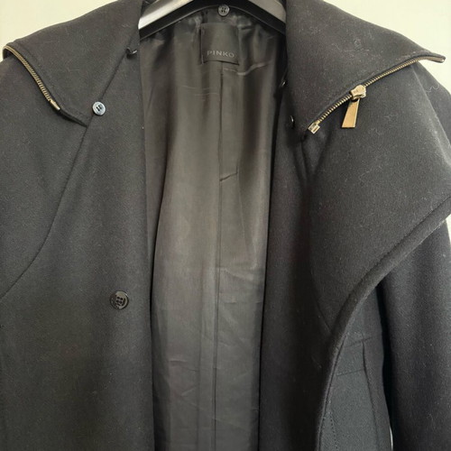 Pinko coat like new virgin wool with natural fur, size S