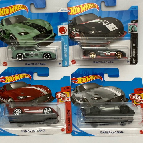 Mazda MX-5 Miata Hot Wheels 1:64 collection, new, pack of 4