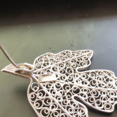 Silver 1000 Grade Handmade Brooch, Leaf Design