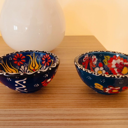 Set of 2 handmade ceramic decorative bowls oriental style, like new