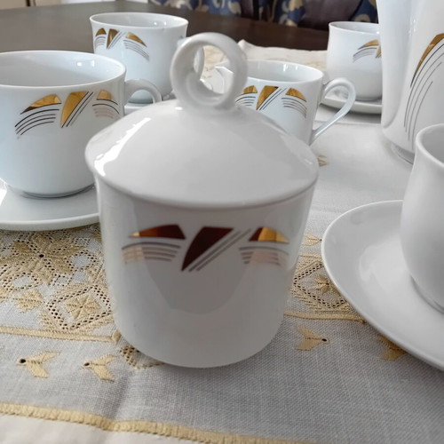Bohemia porcelain tea set like new, white with gold leaf decoration