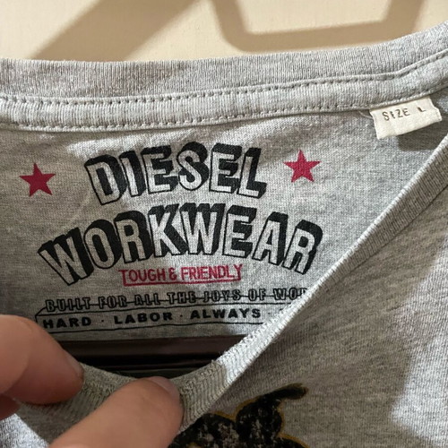 Diesel T shirt like new with embossed crown design gray size L