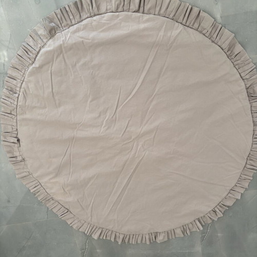 Activity mat used gray with hypoallergenic Oeko Tex fabric handmade 100 cm diameter with ruffle