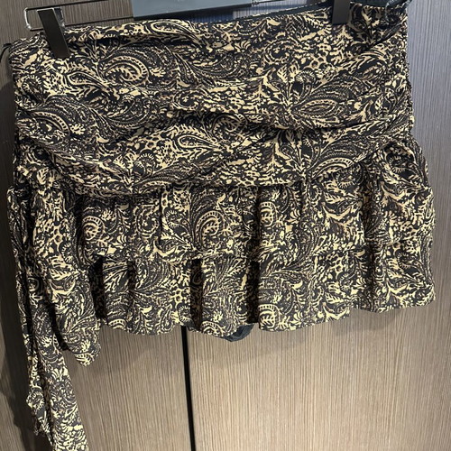 Zara mini skirt with ruffles new, beige and brown, size L