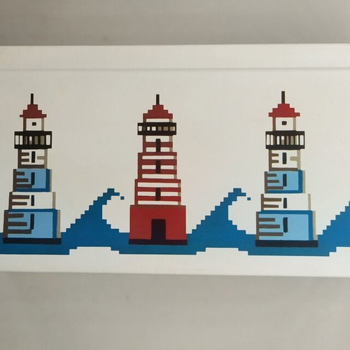 Metal storage box with nautical theme