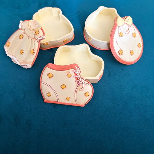 Jewelry boxes like new, baby clothes and shoe design, set of 3