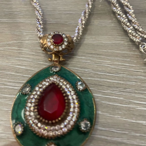Silver 925 necklace used with semi-precious stones 49 cm