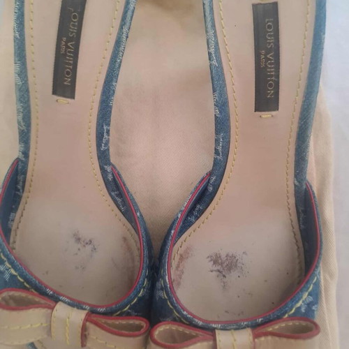 Louis Vuitton denim mule slippers size 36.5 like new with box and Dust Bag